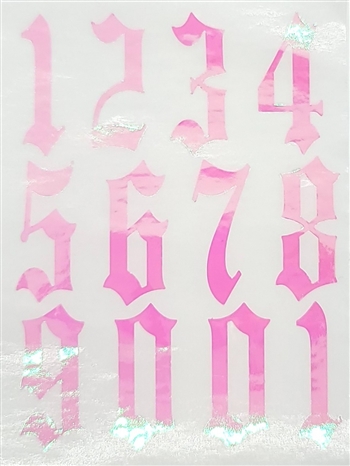 Calligraphy NUMBERS 0-10 Nail Stickers (Pink AB) # 246