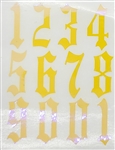 Calligraphy NUMBERS 0-10 Nail Stickers (Dark Yellow AB) # 252