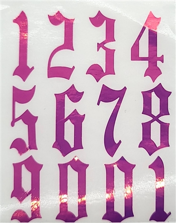 Calligraphy NUMBERS 0-10 Nail Stickers (Fuchsia AB) # 253