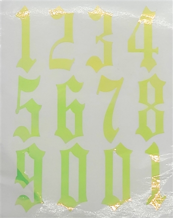 Calligraphy NUMBERS 0-10 Nail Stickers (Lt Green AB) # 254