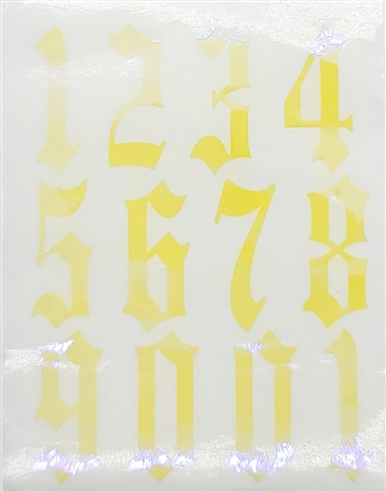 Calligraphy NUMBERS 0-10 Nail Stickers (Yellow AB) # 255