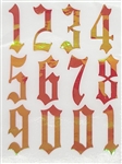 Calligraphy NUMBERS 0-10 Nail Stickers (Red AB) # 256