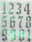 Calligraphy NUMBERS 0-10 Nail Stickers (Green AB) # 258