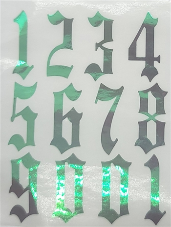 Calligraphy NUMBERS 0-10 Nail Stickers (Green AB) # 258