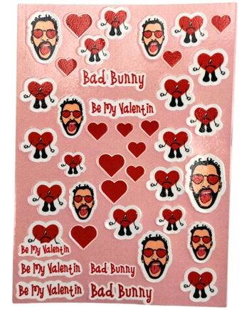 Bad bunny valentines Nail Stickers # 663