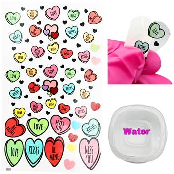 Hearts Valentines WATER Decals #664 (NOT Stickers)