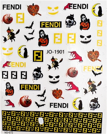 Fendi Halloween Designer Nail Stickers #672