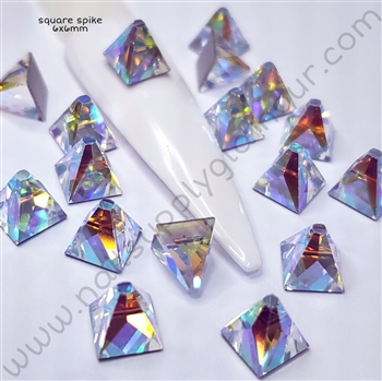 2419 Swarovski 3D SQUARE SPIKE (AB) 6x6 mm 6pcs