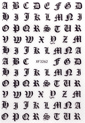 BLACK Calligraphy Stickers (A-Z )