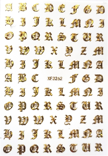 GOLD HOLOGRAPHIC Calligraphy Stickers (A-Z )