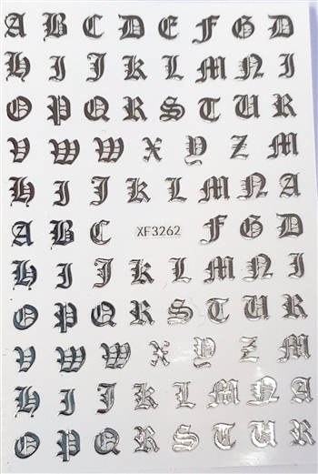 SILVER Calligraphy Stickers (A-Z )