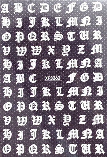 WHITE Calligraphy Stickers (A-Z )