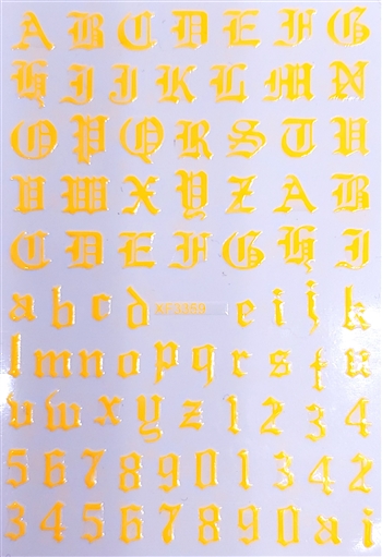 NEON ORANGE Calligraphy Stickers (A-Z/0-9)