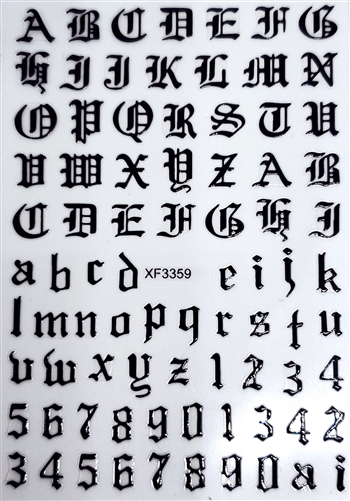 BLACK Calligraphy Stickers (A-Z/0-9)