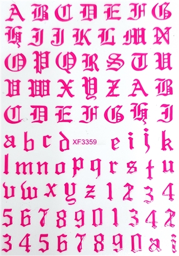 PINK Calligraphy Stickers (A-Z/0-9)