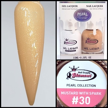 PEARL Gel Polish / Nail Lacquer MUSTARD WITH SPARK #30