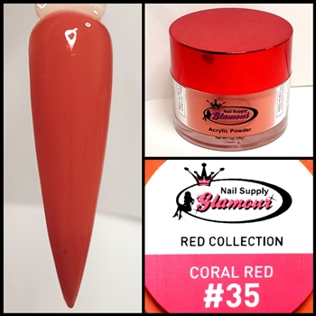 Glamour RED Acrylic collection CORAL RED 1 oz #35