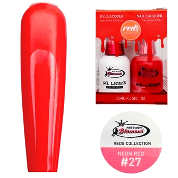 REDS Gel Polish / Nail Lacquer DUO NEON RED # 27