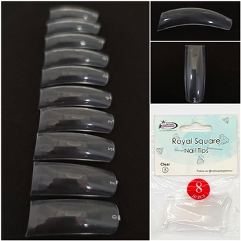Royal Square Nail Tips ( clear ) 50pcs Bag #8