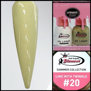 SHIMMER Gel Polish / Nail Lacquer DUO LIME WITH TWINKLE #20