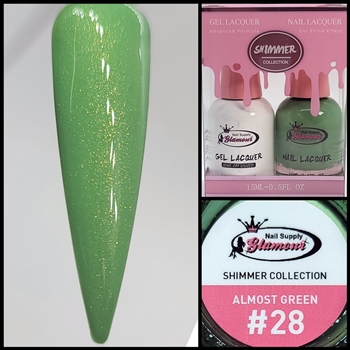 SHIMMER Gel Polish / Nail Lacquer ALMOST GREEN #28