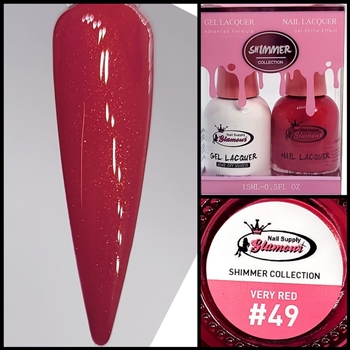SHIMMER Gel Polish / Nail Lacquer VERY RED #49