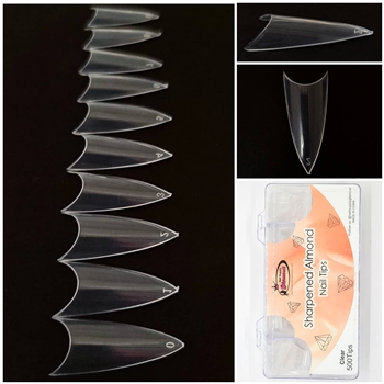 Sharpened Almond Nail Tips ( clear ) 500pcs Box