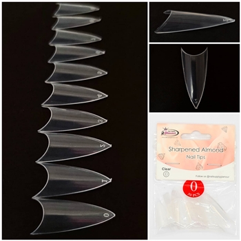 Sharpened Almond Nail Tips ( clear ) 50pcs Bag #0