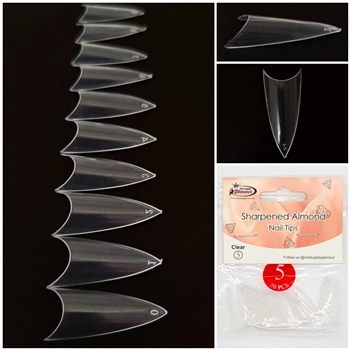 Sharpened Almond Nail Tips ( clear ) 50pcs Bag #5