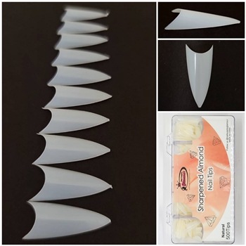 Sharpened Almond Nail Tips ( natural ) 500pcs Box