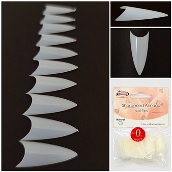 Sharpened Almond Nail Tips ( natural ) 50pcs Bag #0
