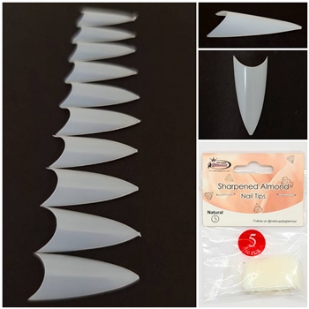 Sharpened Almond Nail Tips ( natural ) 50pcs Bag #5