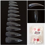 Super Curve Stiletto Nail Tips ( clear ) 500pcs Bag