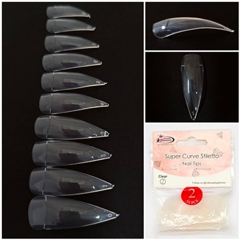 Super Curve Stiletto Nail Tips ( clear ) 50pcs Bag #2