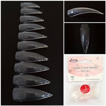 Super Curve Stiletto Nail Tips ( clear ) 50pcs Bag #3