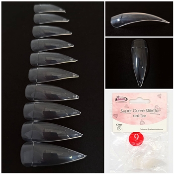 Super Curve Stiletto Nail Tips ( clear ) 50pcs Bag #9