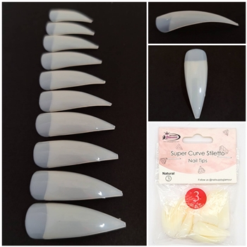 Super Curve Stiletto Nail Tips ( natural ) 50pcs Bag #3