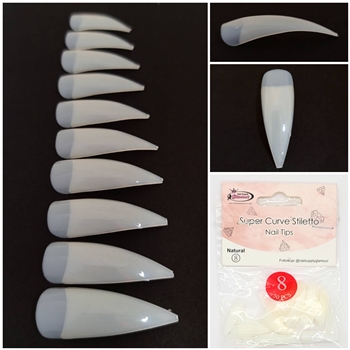 Super Curve Stiletto Nail Tips ( natural ) 50pcs Bag #8