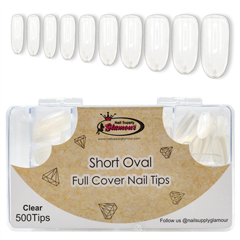 Short Oval FULL COVER Nail Tips ( clear ) 500pcs Box