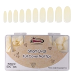 Short Oval FULL COVER Nail Tips ( natural ) 500 pcs Box