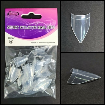 SHORT Stiletto Nail Tips REFILLS ( CLEAR ) # 0