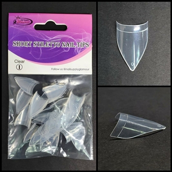 SHORT Stiletto Nail Tips REFILLS ( CLEAR ) # 1