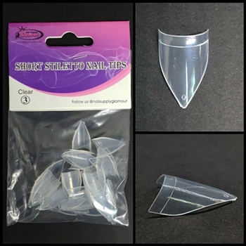 SHORT Stiletto Nail Tips REFILLS ( CLEAR ) # 3