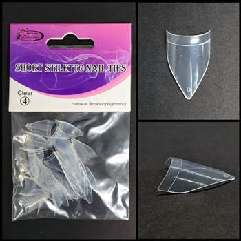 SHORT Stiletto Nail Tips REFILLS ( CLEAR ) # 4