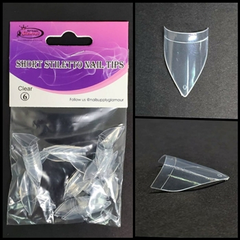 SHORT Stiletto Nail Tips REFILLS ( CLEAR ) # 6