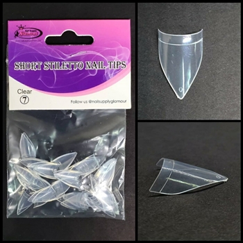 SHORT Stiletto Nail Tips REFILLS ( CLEAR ) # 7