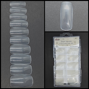 Short Square FULL COVER Nail Tips CLEAR 100 pcs (comes in BOX)