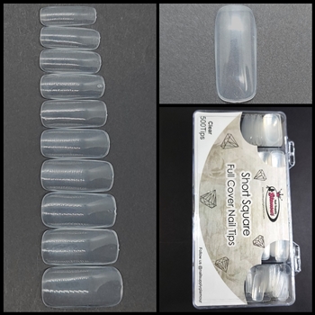 Short Square FULL COVER Nail Tips CLEAR 500 pcs (comes in BOX)