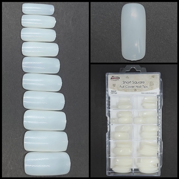 Short Square FULL COVER Nail Tips NATURAL 100 pcs (comes in BOX)