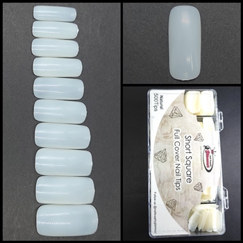 Short Square FULL COVER Nail Tips NATURAL 500 pcs (comes in BOX)